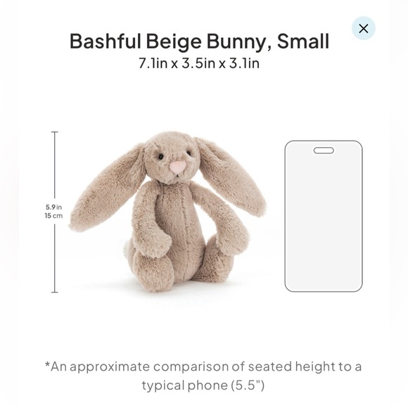 Jellycat Small Bashful Beige Bunny - Picture 9 of 9
